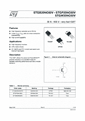 DataSheet STGW20NC60V pdf